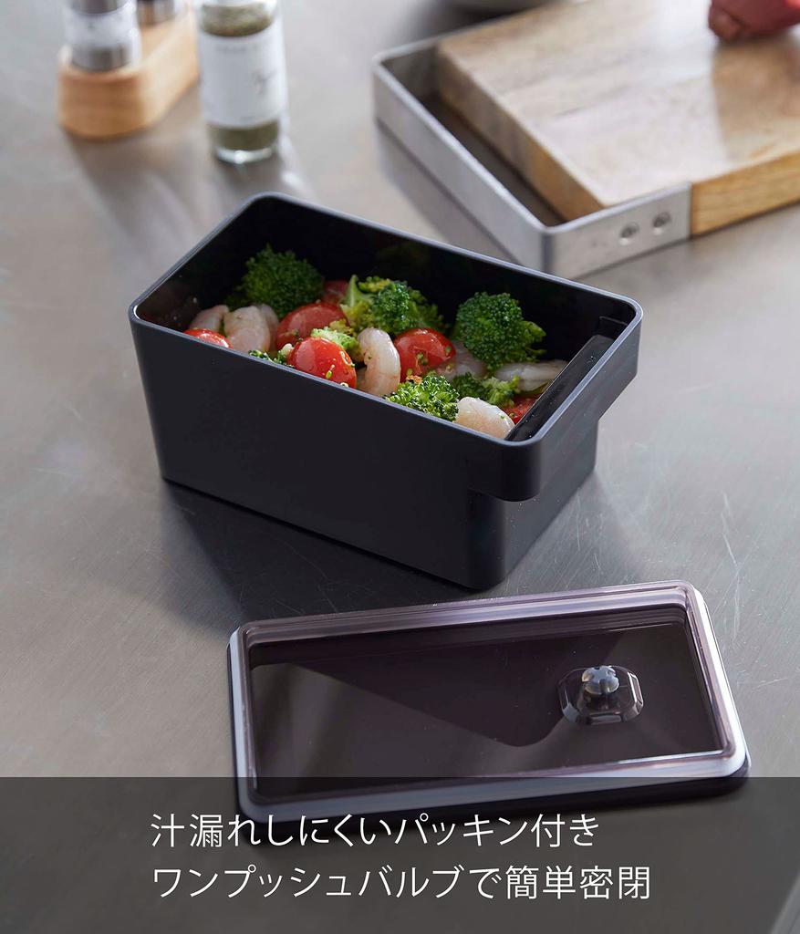 Yamazaki Tower Airtight Food Container with W10 X X with 7708 Handle, Black, Approx. D17.8 H8.4cm, Bubble,
