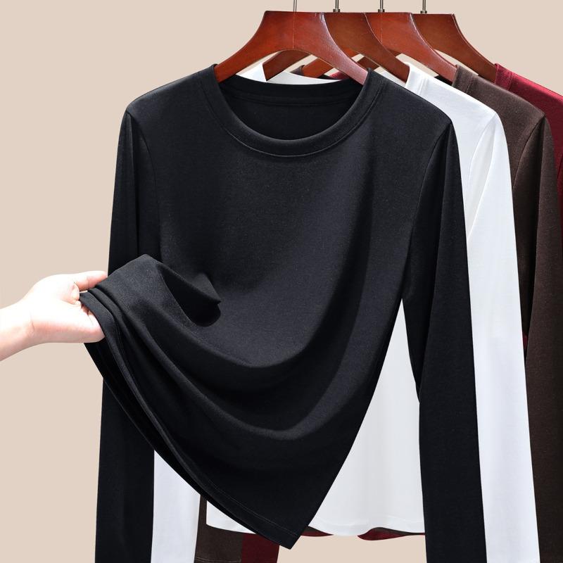Crew neck Tencel sunscreen blouse long sleeve shirt women's thin lyocell mask top new bottoming shirt