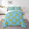 Yellow Rubber Duck Hearts Pattern Bedding set (1 duvet cover, 2 pillowcases, duvet not included), Cute Blue Cartoon Duck Art Print
