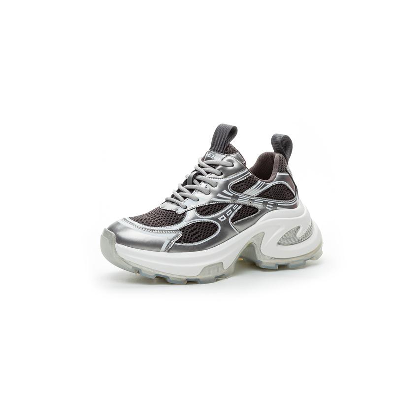 Mesh platform dad shoes women's autumn new height increase and thinness breathable muffin bottom casual sports shoes