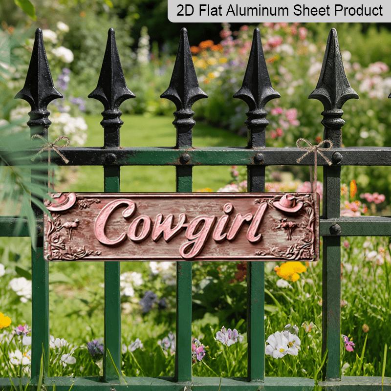 3.94 X 15.74 Inches Aluminum Decorative Sign - 2D Flat, 1pc Cowgirl Metal Sign - Retro Decoration with Floral Details, 4X16 Inch Rustic Farmhouse Bar