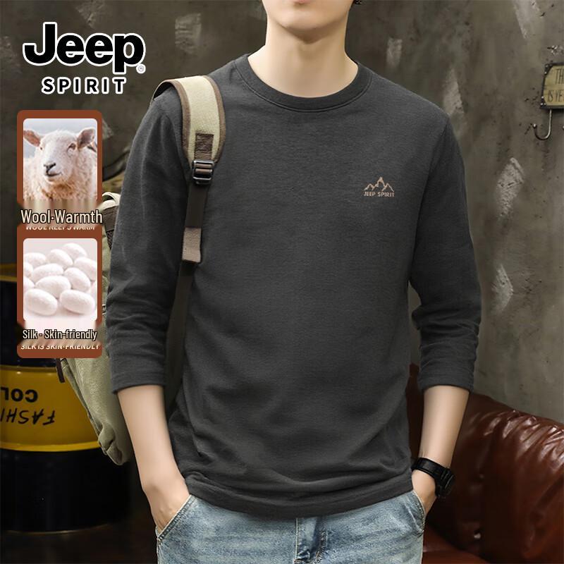 Мужская футболка с длинным рукавом Jeep Spirit, тяжелый хлопок 2XL
