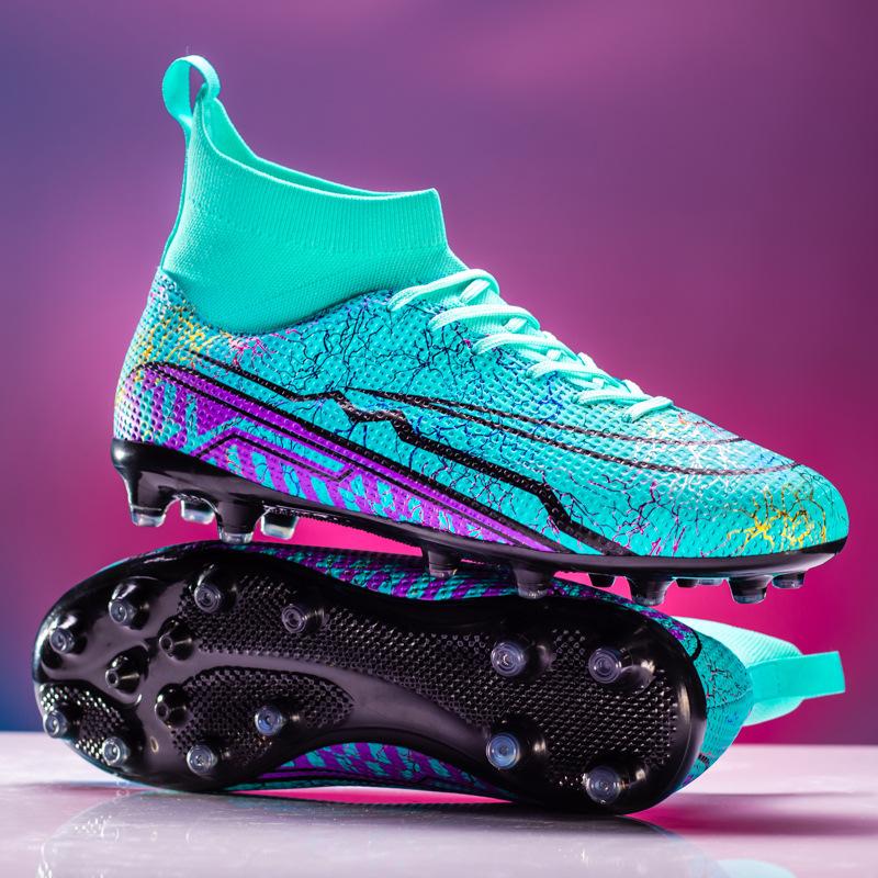 New football shoes men's made grass flat training shoes long nails broken nails youth sports socks mouth