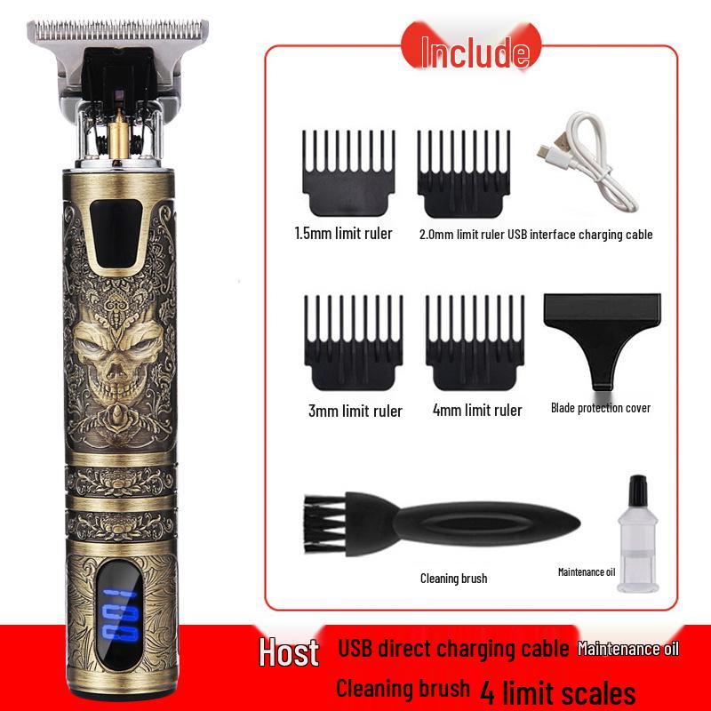 T9 Bald Electric Hair Clipper - Professional Rechargeable Engraving & Oil Head Shaver