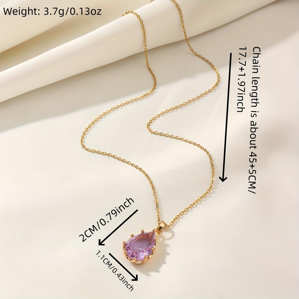 Fashion Drop Shape Zirconia Pendant Necklaces for Women Sparkling Golden Stainless Steel Necklace Jewelry