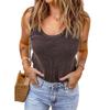 IHUASU Women's Fashion Casual Solid Color Print U-Neck Sleeveless Blouses & Shirts