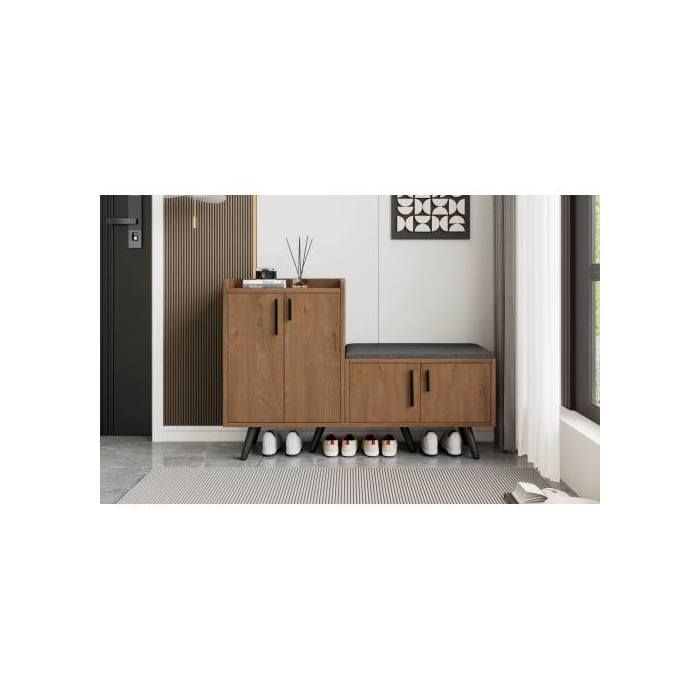 Meuble de rangement - MUVOE - 4 portes - Bois massif - Contemporain - Marron