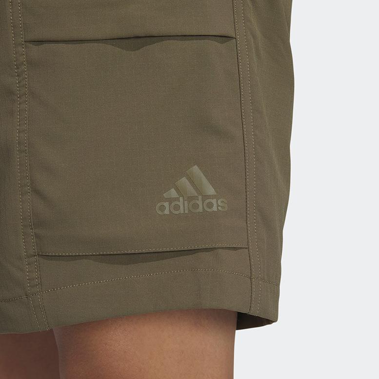 Adidas Solid Color Logo Embroidered Elastic Waist Straight Shorts Men Bottoms Olive-Green IA9418