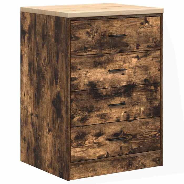 VidaXL Garage Storage Cabinet Smoked Oak 60x51x85 Cm Pine Wood, Cabinet, Tool Cabinet, Low Cabinet, Cabinet of 860602