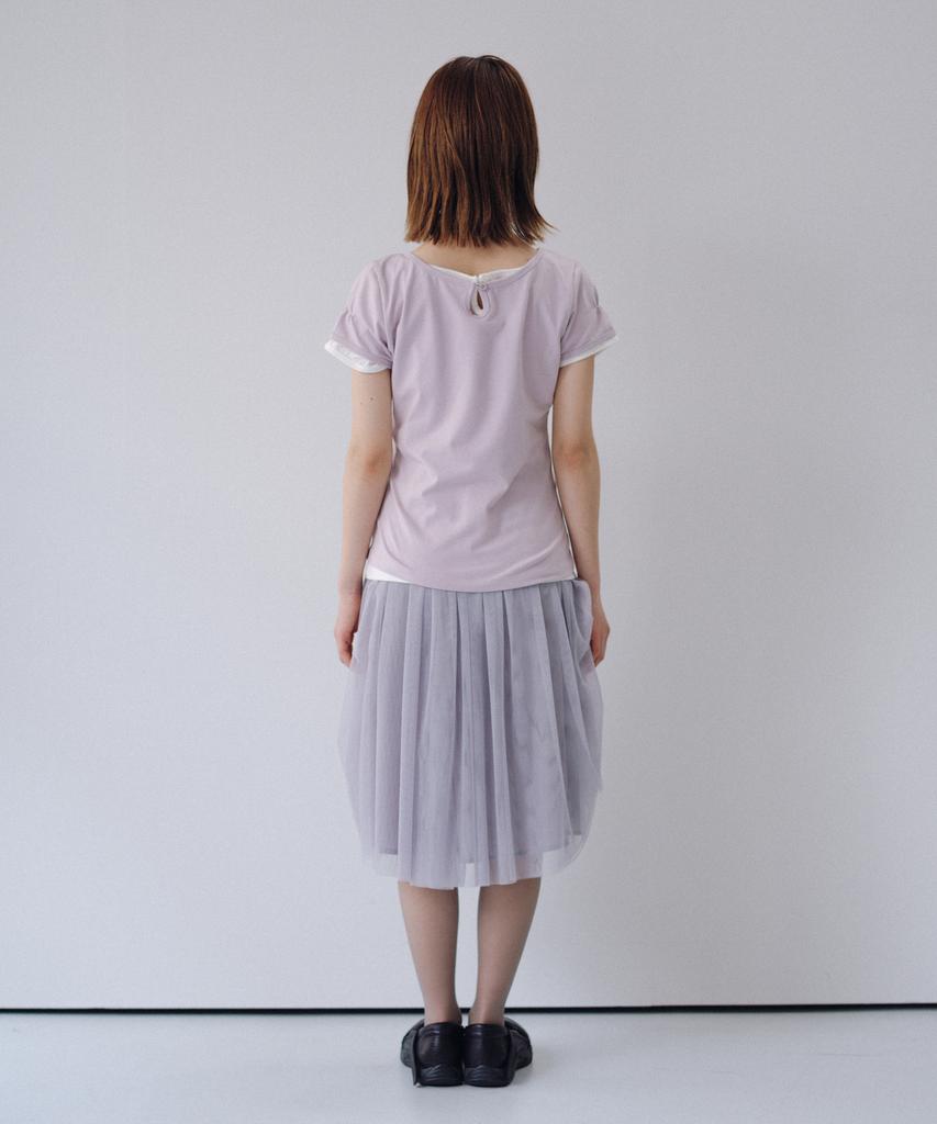 Ohesio Back Button Shirring T-Shirt, Ivory