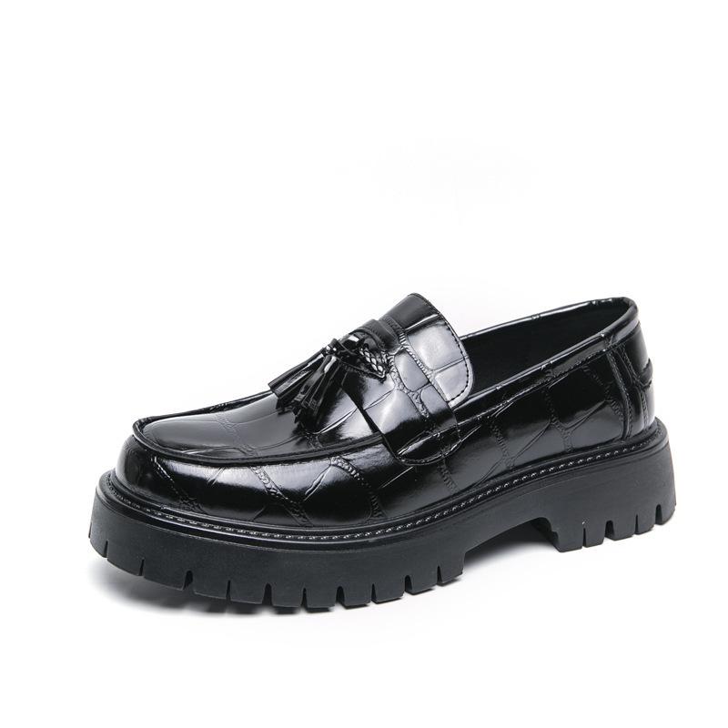 Thick-soled Fringed Loafers Men's Spring and Autumn Men's Leather Shoes British Heightening Trend Small Leather Shoes Overfitting Casual Shoes