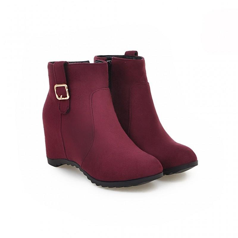 Plus Size Womens Ankle Boots Low Shaft Wedge Heel Plain