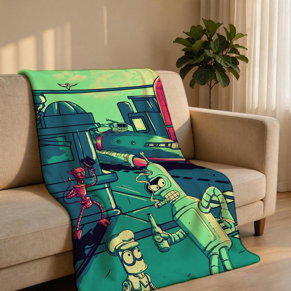 Animation F-FuturamaS Throw Short Plush Throw Blanket Soft Skin-Friendly Multi-Scene Home Office