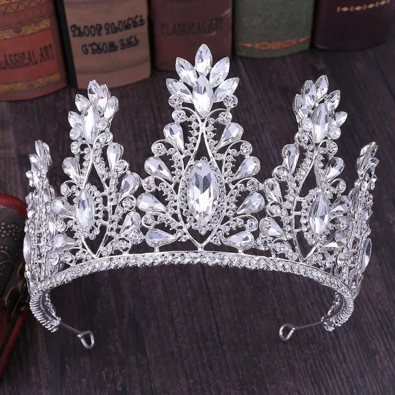 Barock Rosegold Farbe Kristall Braut Diademe Kronen Große Strass Diadem Schleier Diadem Braut Kopfschmuck Hochzeits Haarschmuck