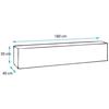 Suspended Living Room TV Unit - 1 Door with 3 Compartments - White Color - L 180 X D 30 X H 40 Cm - Aitana M2 Model