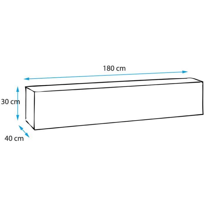 Suspended Living Room TV Unit - 1 Door with 3 Compartments - White Color - L 180 X D 30 X H 40 Cm - Aitana M2 Model