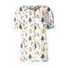 Women's Short Sleeved Patterned Pockets, Work Print Stand Up Collar, Single Breasted Protective Clothing, Cardigan Jacket, Top