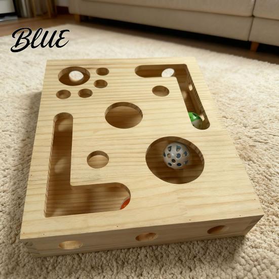 Boîte de lime à ongles pour chat Boîte à jouets Puzzle d'enrichissement en bois Jouet Griffoir interactif Intérieur Comprend du papier de verre pour le soin des chats Stimulation mentale Griffoir