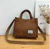 2025 Korean Style Women's Corduroy Canvas Crossbody Shoulder Bag - Small Square Design