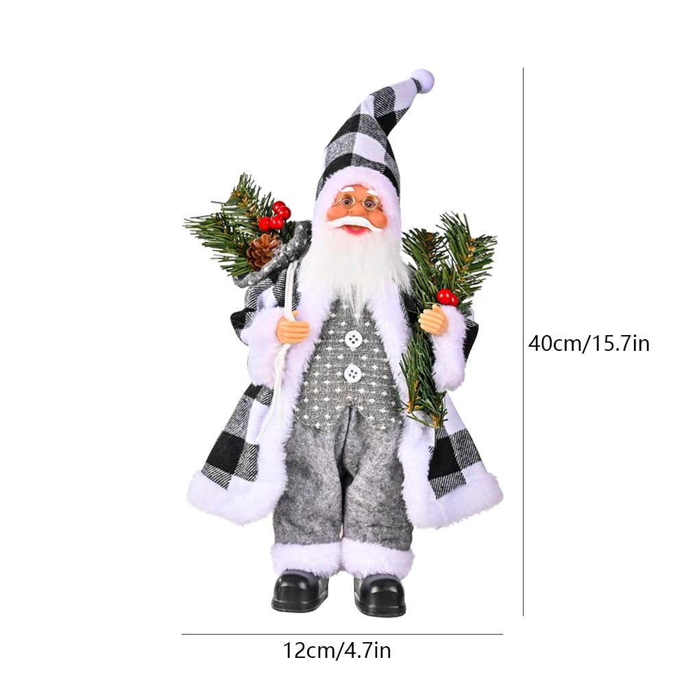 30/40cm Santa Claus Standing Doll Christmas Tree Decorations Home Wedding Party Supplies Plush Ornaments Children Xmas Gift