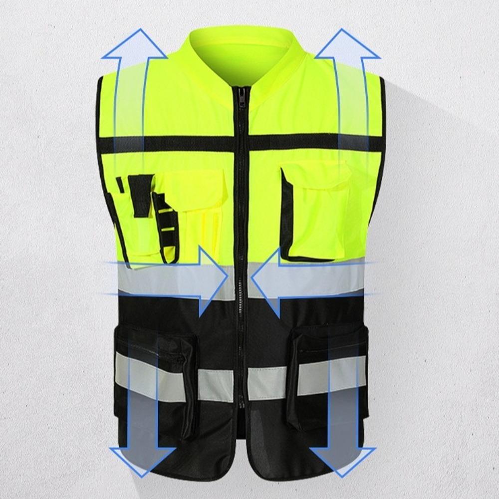 With Pocket Reflective Vest Warning Construction Clothes Outdoor Safety Clothing  Motorcycle