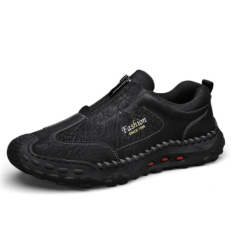 

Outdoor mountaineering men s shoes autumn hiking sports and leisure one-pedal waterproof and non-slip leather soft-soled travel labor insurance shoes 38 чёрный