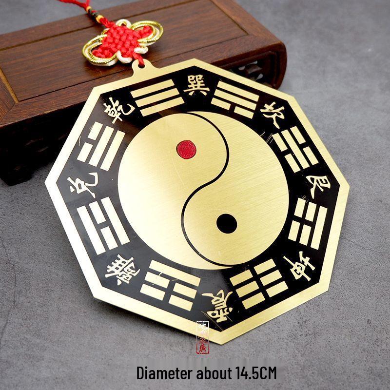 Großer Kupfer-Bagua-Konvexspiegel für Zuhause - Yin-Yang-Tai-Chi-Diagramm-Anhänger für Haustür, Balkon oder Fenster