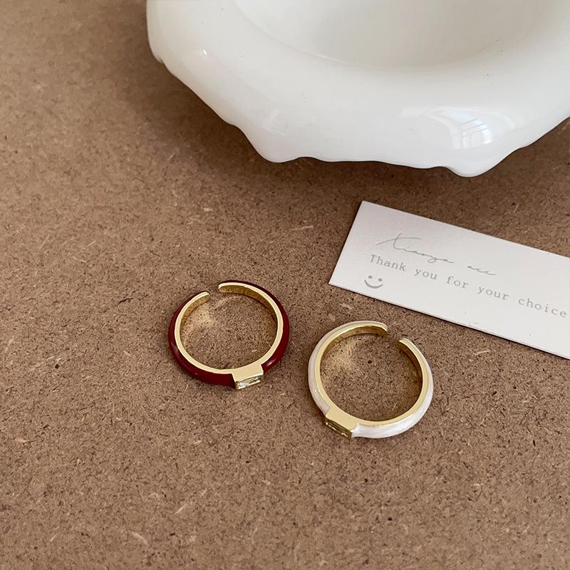 Red Zircon Drip Oil Open Ring - Women's Luxury Retro Fashion