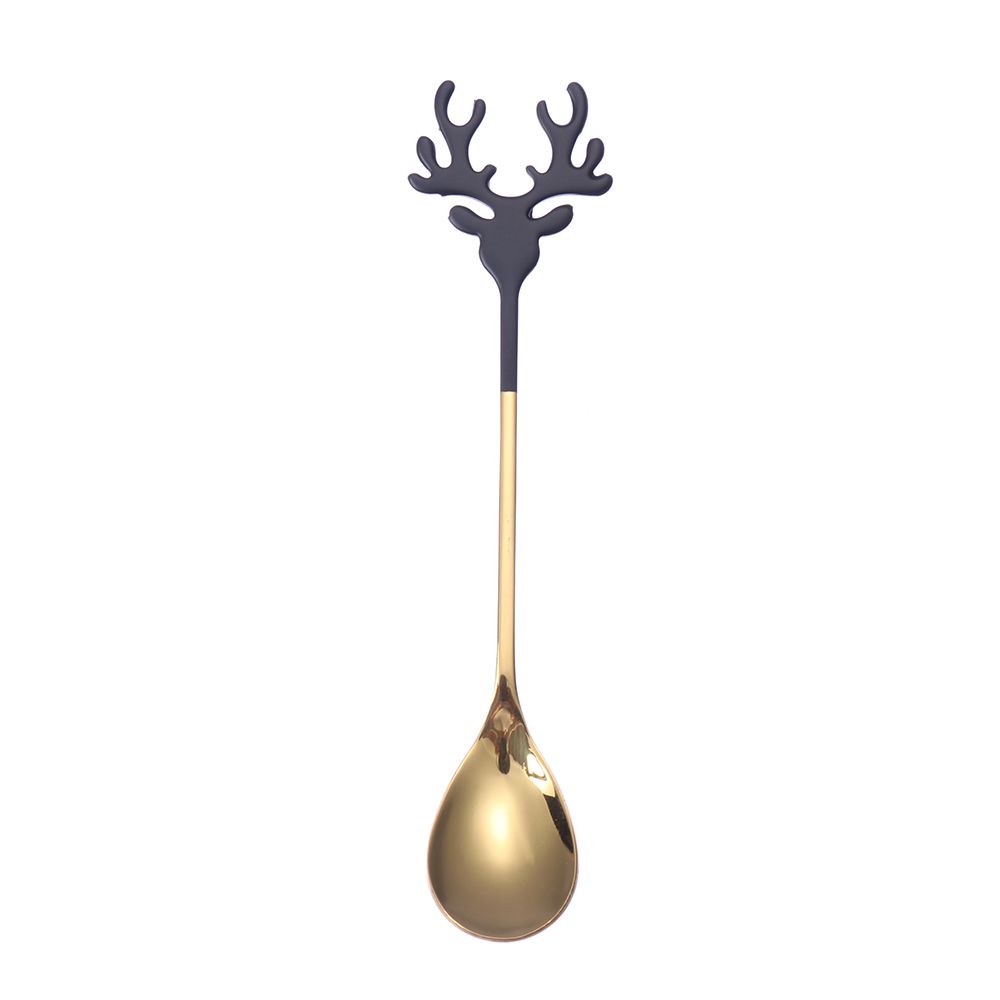 Tableware Stirring Spoon Christmas Deer Head Christmas Spoons Xmas Antlers Tea Scoop Coffee Scoops