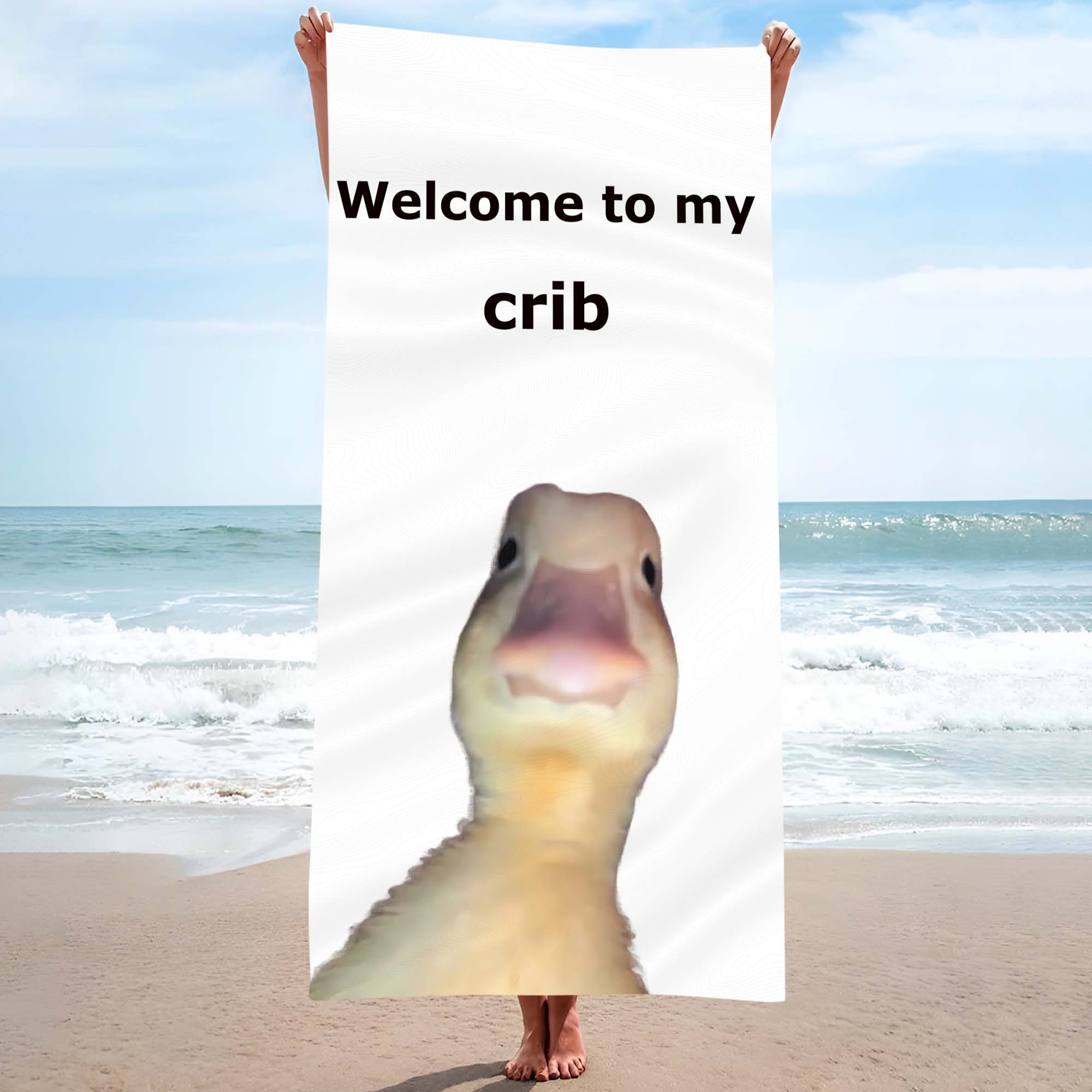 

Funny Towel Welcome to My Crib Single-sided Printed One Piece Bath Towel 75x150cm Bathroom Shower Washcloth Home W40*H60(CM)