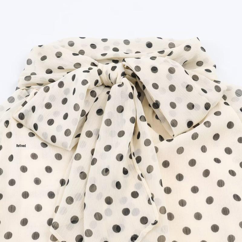 Women's Fashion: European and American Style Polka Dot Casual Loose Long Sleeve Shirt