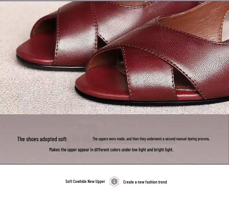 2024 Retro Ethnische Peep Toe Damen Chunky Heel Sandalen - Ein-Riemen Schnalle für Mittelalte und Ältere