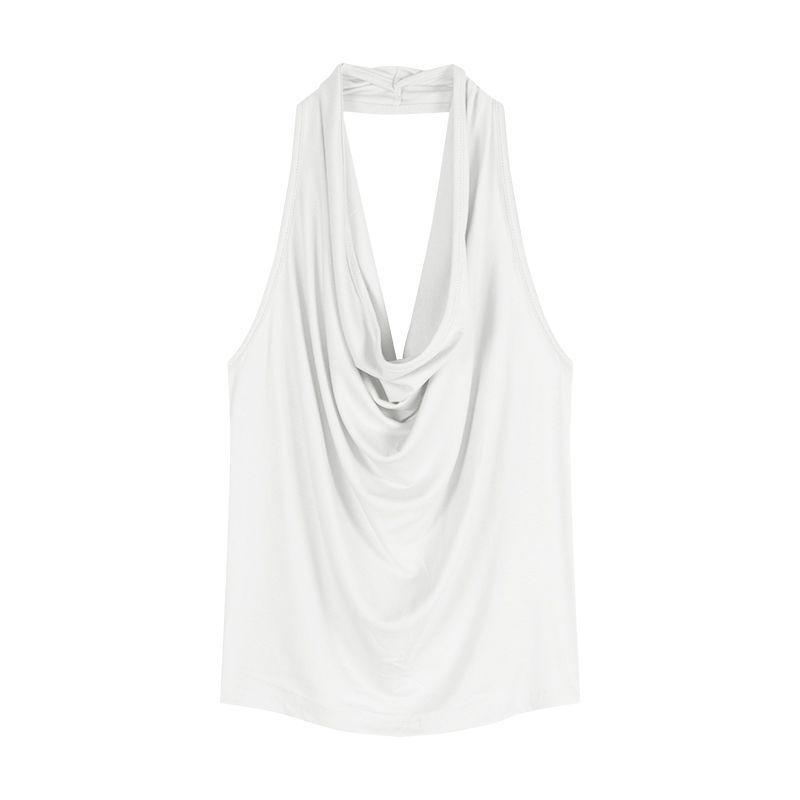 Ins Pure Desire Spice Girl Slim Fit Sexy Swinging Neck Sleeveless T-shirt Female Summer Royal Sister Careful Bottom Top Female Tide