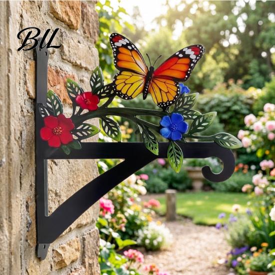 Sky Garden Wall Combination Metal Plant Hanger Hook Heavy Duty Hanging Basket Bracket Decorative Parrot Imitation Rust Orange Cat Flower Butterfly for