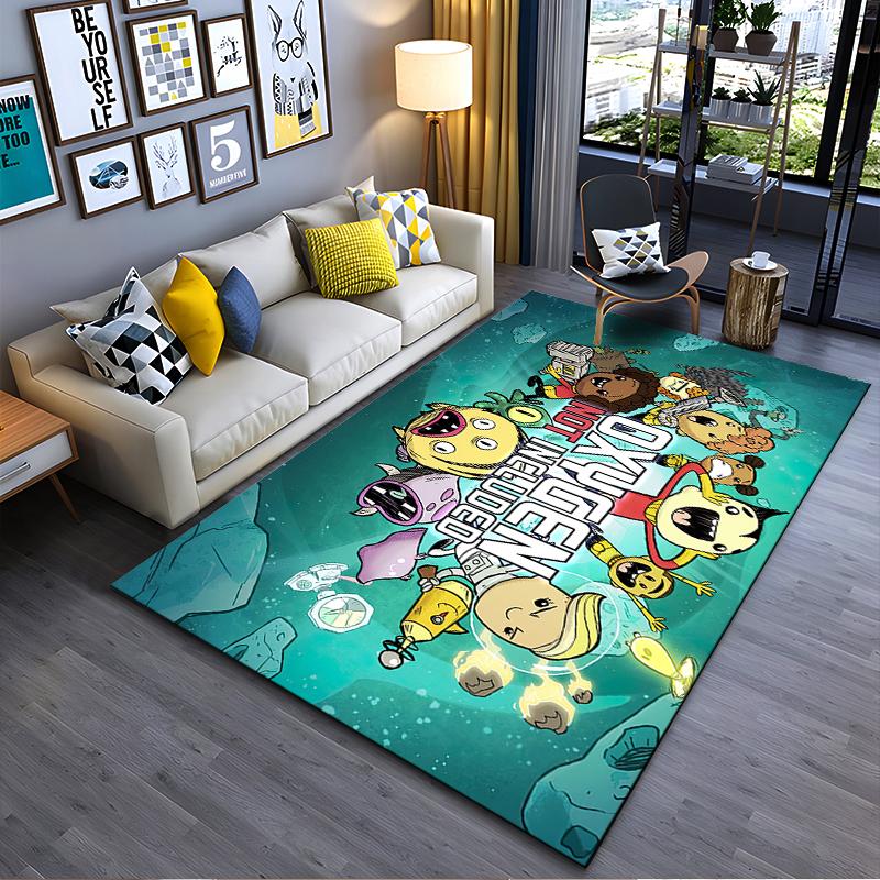 Fun Cartoon Space Adventure Characters Rug Non-slip rug suitable for living room and bedroom sofas.