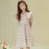 Little Tiger·Patty Girls' Sweet Rabbit Floral Puff Sleeve Summer Dress