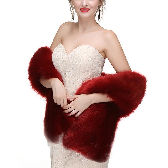 Women's Winter Faux Fur Bridal Shawl Wrap