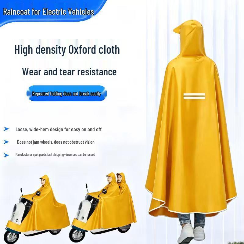 XL Electric Vehicle Raincoat: Anti-Downpour, Full Body Cover for Single/Double Riders, Pedal Motorbike Use