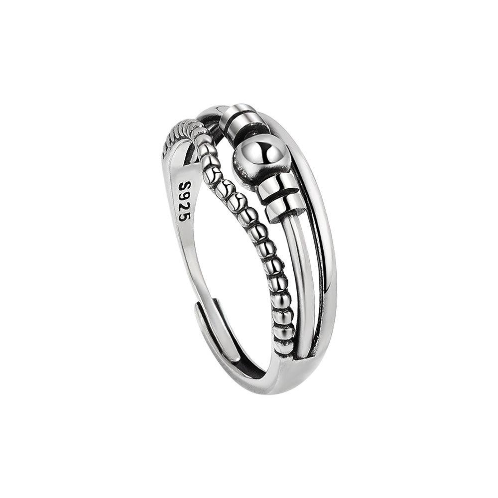 Anti Stress Knuckle Ring Woman Rotate Freely Beads Stacking Copper Wedding Anxiety Relife Spinning Ring Anillos De Ansiedad