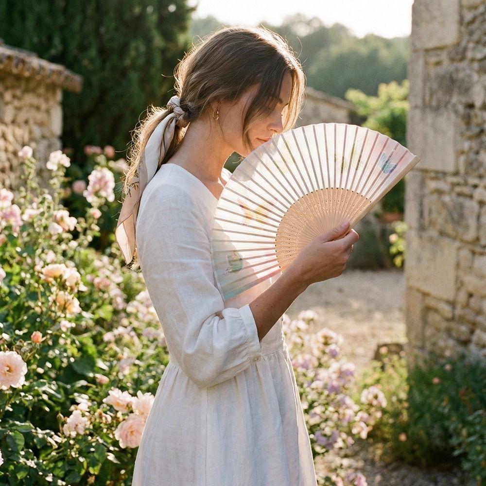 2PCS/SET Traditional Ancient Folding Fan Vintage Bamboo Fan Dance Fan  Cheongsam Matching