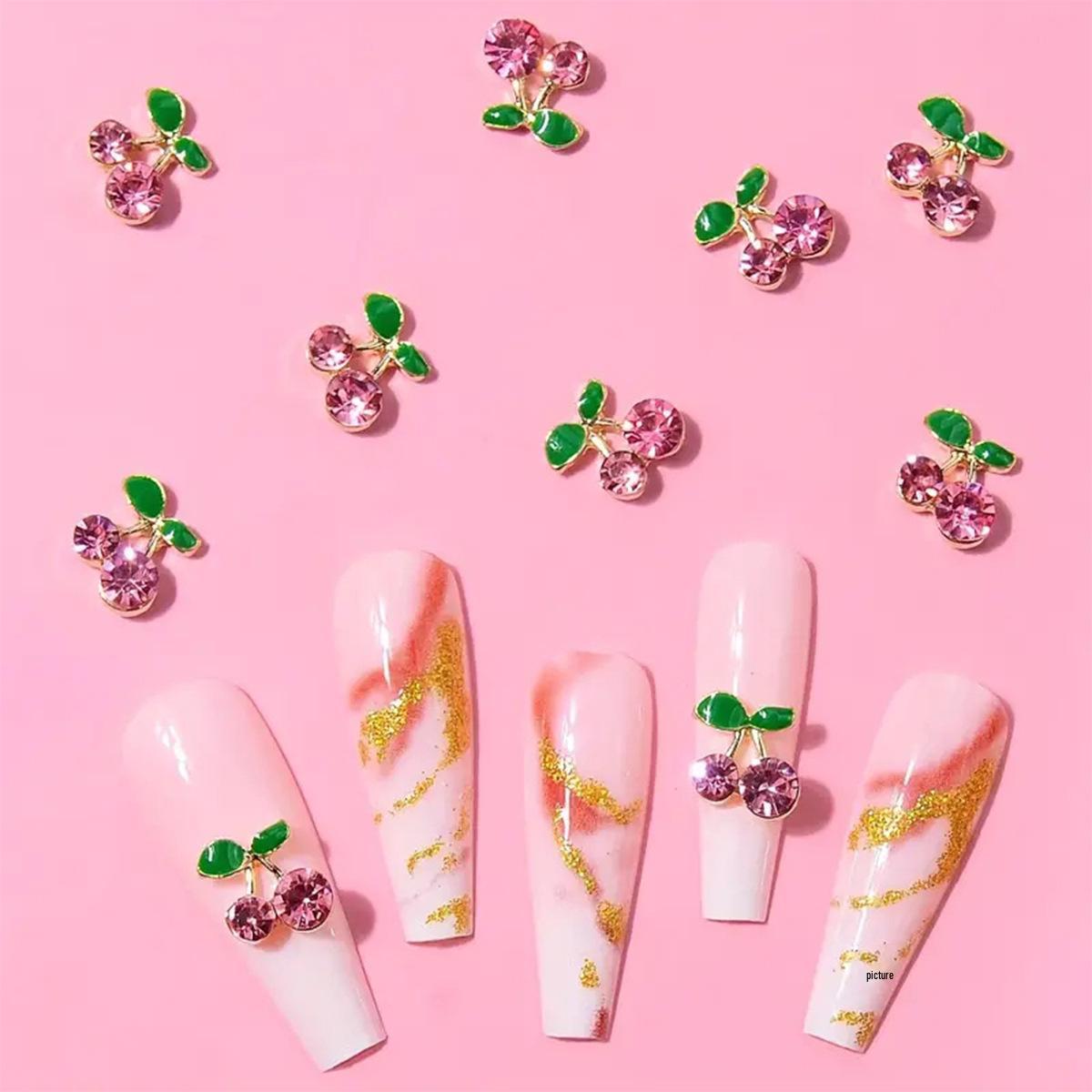 

Japanese Style Multicolor Cherry Nail Art Rhinestones - Super Shiny Drip Oil Alloy Metal Decoration