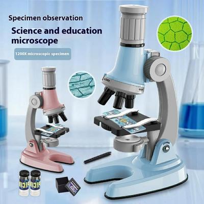 3301 STEM Educational Microscope Toy 100X/600X/1200X Magnification Science Kit Biology Experiment Equipment