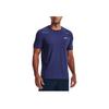 Under Armour Seamless Plaid Training Round Neck Short Sleeve T-Shirt Men Tops Blue 1376921-468