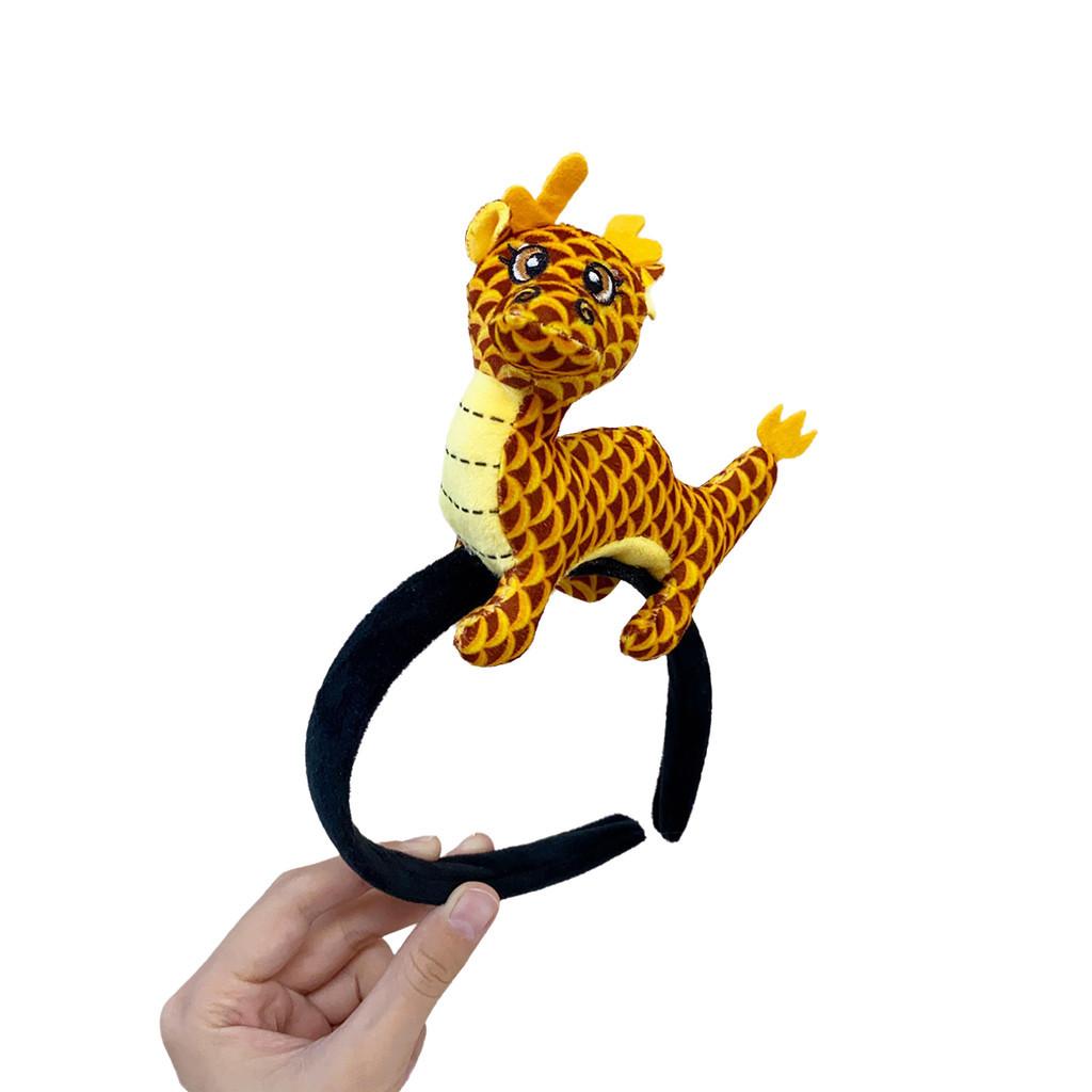 Lovely Zodiac Dragon Hair Hoop Dragon Year Headpiece Handmade Fluffy Cartoon Headband