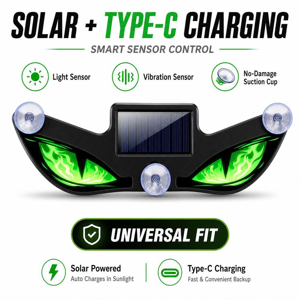 Solar Devil Eyes Car Lights Suction Cup Car Warning Light New Car Atmosphere Light