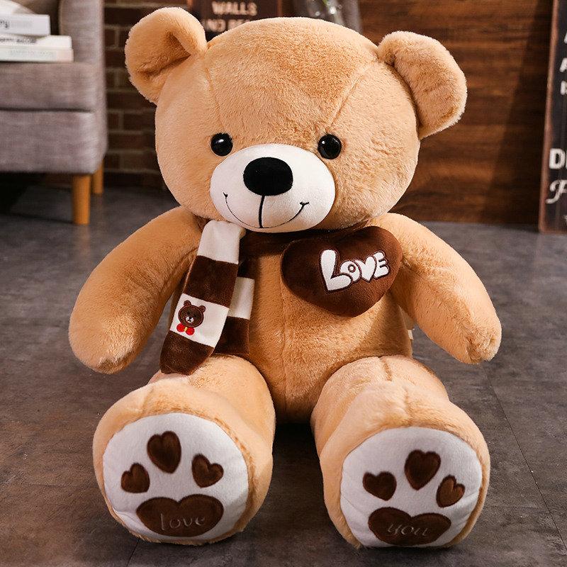 

80-120cm Bear Plush Pillow Lovely Cushion Stuffed Soft Animal Toys Sleeping Doll For Girls 80cm светло-коричневого