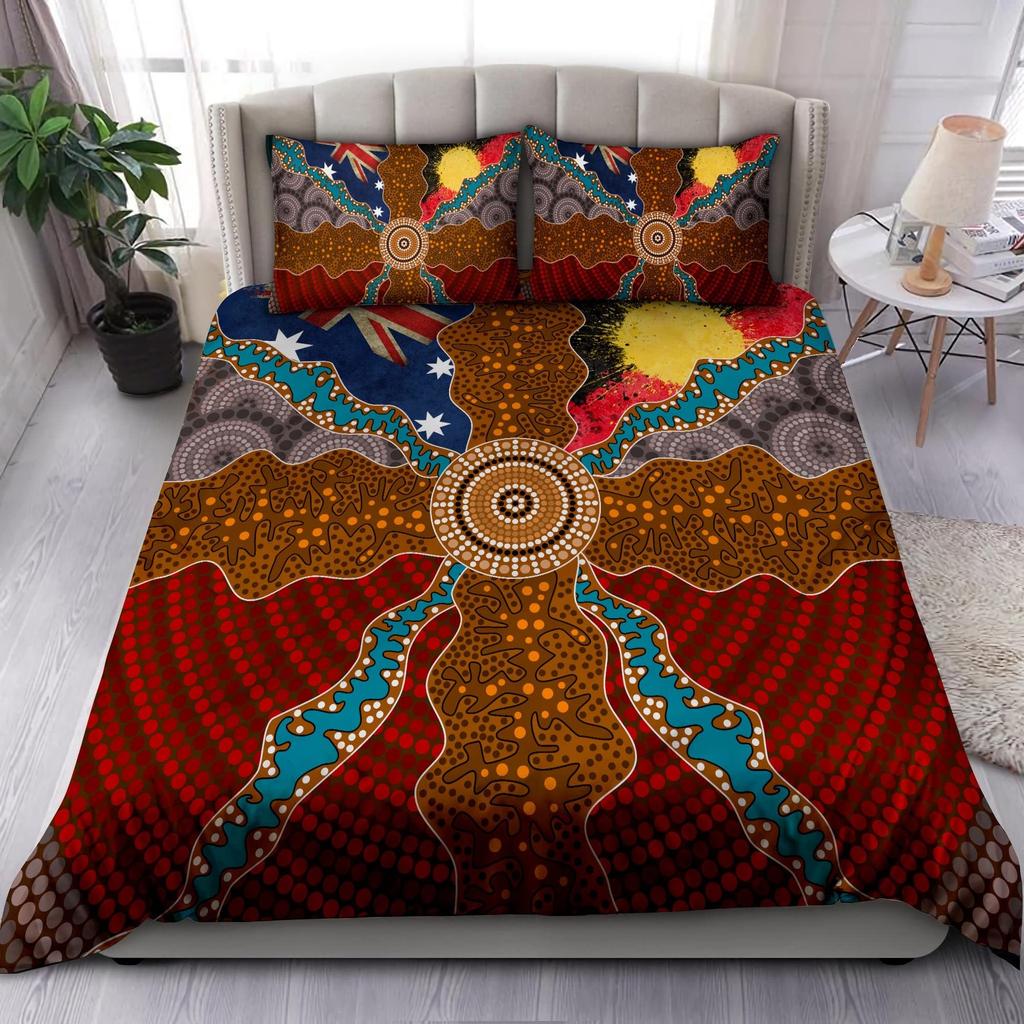 Purple Australian Original Bedding Collection Geometric Pattern Duvet Cover Microfiber Indigenous Style Comforter Cover Twin King Size