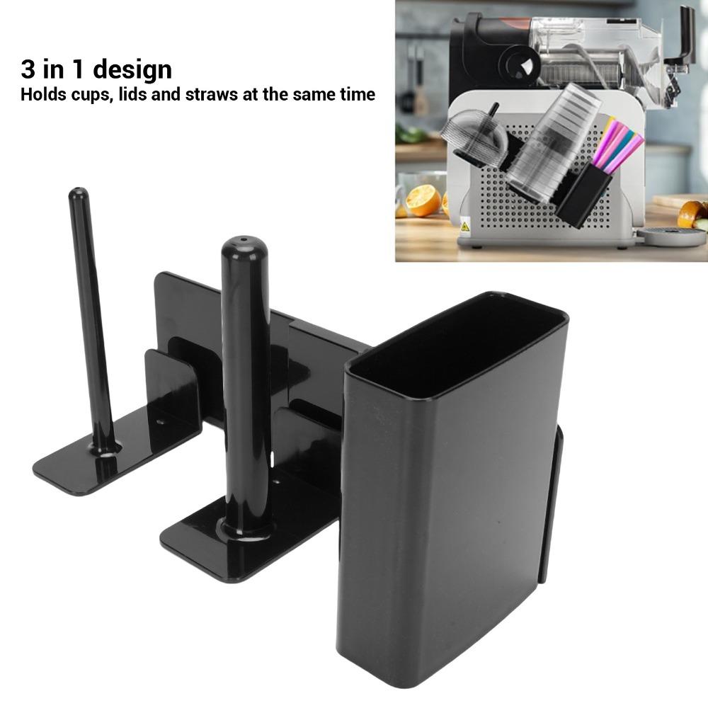 ABS Cup Dispenser Black Side Mounted Rack Durable Straw Organizer Slushie Machine