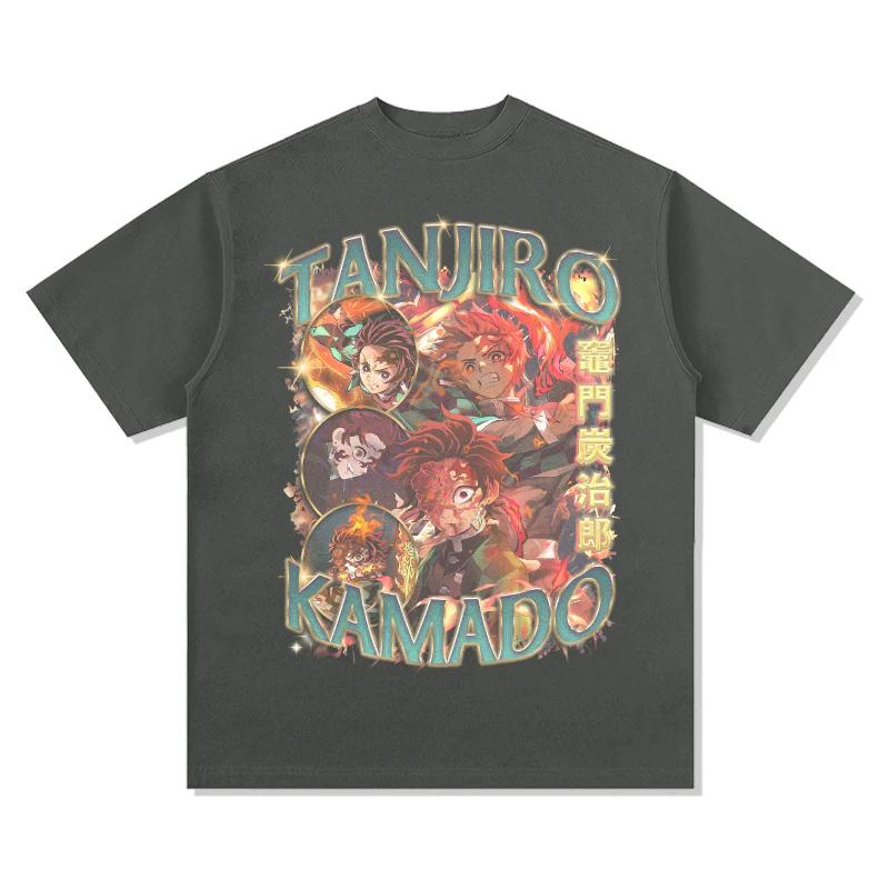 Demon Slayer Japanese Anime Pure Cotton Tshirt Summer Men and Women Anime Enthusiasts Fashion Casual Retro Short Sleeve Tshirt