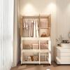 Foldable Plastic Wardrobe with 9 Magnetic Doors, 1 Clothes Rail, 6 Lockable Casters, 6 Coat Hangers, Storage for Bedroom, Children's Room